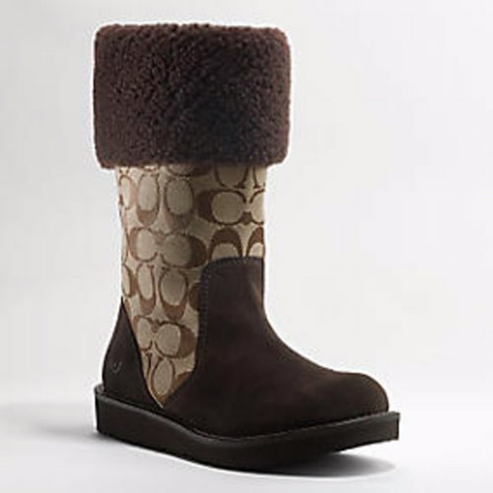 NEW COACH Kally boot logo CC sz 6 khaki/chocolate/ - Picture 15 of 15